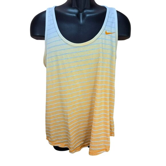 Nike The Athletic Dept. Womens Yellow Striped Racerback TankTop Large - Picture 1 of 7
